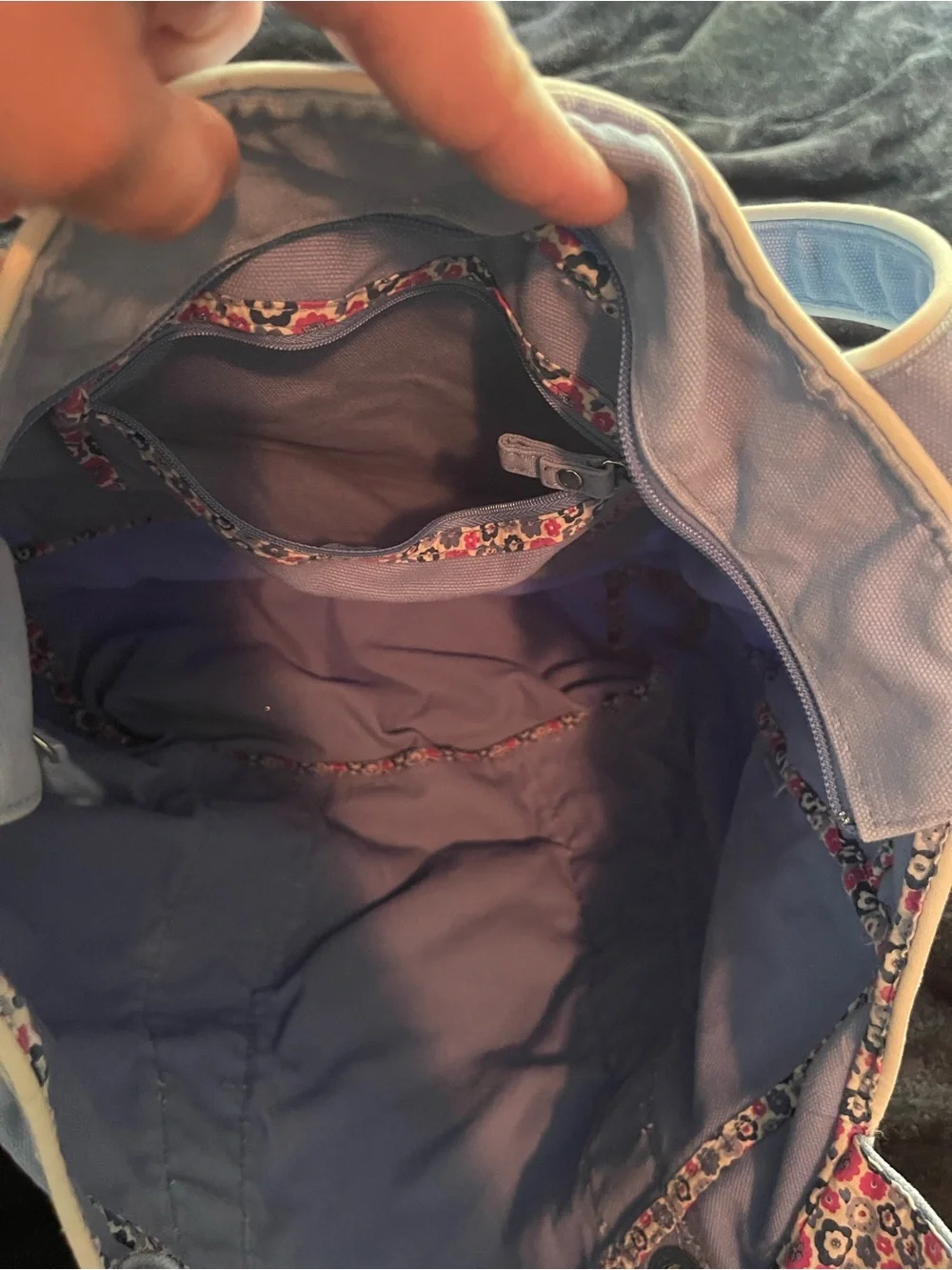 Light Blue Vera Bradley Canvas Tote Bag Extra Large Zip Closure